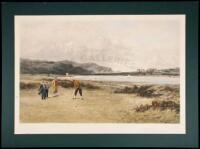 "The Putting Green" – hand-colored print, framed