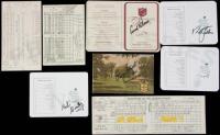 Eight golf score cards, signed by golfers or other notables