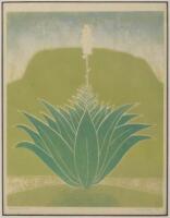 Flowering Cactus - color linocut print