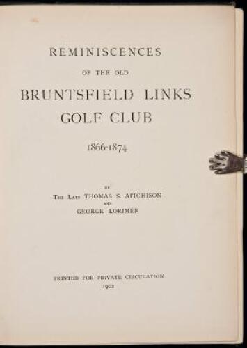 Reminiscences of the Old Bruntsfield Links Golf Club, 1866-1874