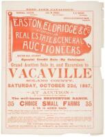 Auction flier with map for the South Subdivision of the Broughton Map, adjoining the town of Vacaville in Solano County, California