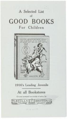 Rinkitink in Oz - Rare 1916 Reilly & Britton advertisement
