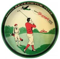 Beverwyck Beers & Ale serving tray, with golfing scene