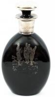 Pinch decanter, with overlay depicting a golfing scene