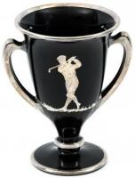 Black glass trophy, with sterling silver details and overlay
