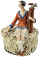 Terre de Retz Paper M&acirc;ch&eacute; Powder Box, with Female Golfer