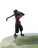 Green onyx dish with African-American golfer