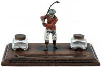 Inkwell Set, with Metal Golf Figurine