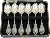 Six Sterling Silver Spoons in Silk Lined Box