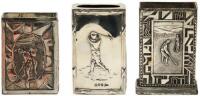 Three match box holders, including one in sterling silver by Walker & Hall