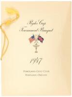 Ryder Cup Tournament Banquet - 1947 Portland Golf Club, Portland, Oregon - menu