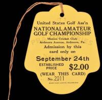 1930 USGA National Amateur Golf Championship Ticket, Merion Cricket Club