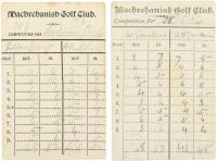 Two score cards from the Machrehanish[sic] Golf Club, dated 1894 and 1897