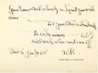 Christmas card designed by O'Keeffe, inscribed and initialed by her