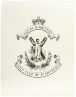 Bookplate and letter from the Royal & Ancient Golf Club of St. Andrews