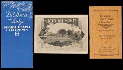 Three ephemeral items from Monterey, California area businesses and clubs, including the Hotel Del Monte