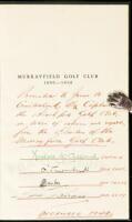 Murrayfield Golf Club: The Story of Fifty Years - with laid in autograph letter signed from David Burgess