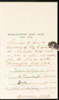 Murrayfield Golf Club: The Story of Fifty Years - with laid in autograph letter signed from David Burgess