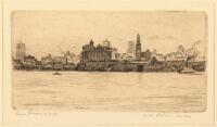 Original etching of the San Francisco waterfront