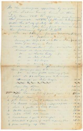 Manuscript inventory of an estate listing two slaves among the items
