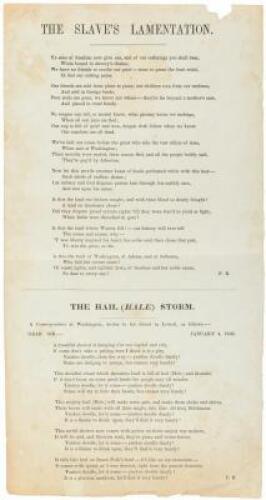 The Slave's Lamentation [&] The Hail (Hale) Storm - printed broadside