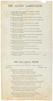 The Slave's Lamentation [&] The Hail (Hale) Storm - printed broadside