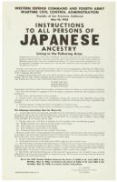 Printed poster instructing persons of Japanese ancestry in portions of Washington State to report to a Civil Control Station for relocation to an internment camp