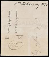 Original 1894 scorecard written by Freddie Tait, attested by A.F. Macfie