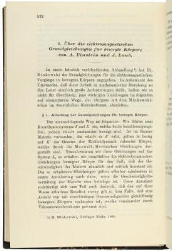 Early articles mainly on relativity and gravitation by Albert Einstein, in five bound volumes of Annalen der Physik