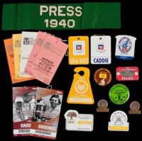 Hundreds of tickets, guest, aide, and volunteer badges, plus a few medals and press arm bands, from various golf events such as the US Open, Walker Cup, US Amateur, and several women's tournaments