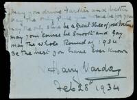 Autograph poem, signed by Harry Vardon