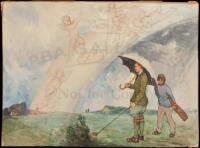 Original watercolor of a golfer