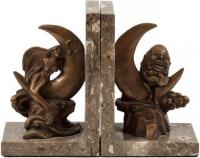 Pair of cast bronze bookends - fairy tales