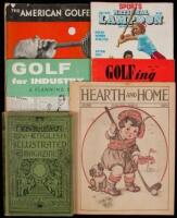 Shelf of magazines with golf article from the early 1900s - 1940s