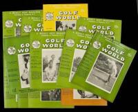 Shelf of issues of Golf World Magazine from the 1950s
