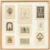 Framed collection of nine etched bookplates