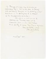 Autograph Letter, signed, to the private secretary of Edward, Prince of Wales (later Edward VII)