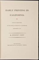 Early Printing in California: From Its Beginning in the Mexican Territory to Statehood, September 9, 1850