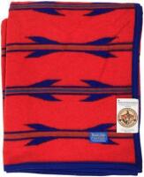 Beaver State Pendleton "Feather and Quill Robe" in red, blue and teal