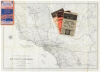 Four folding road maps of Southern California in the 1940s