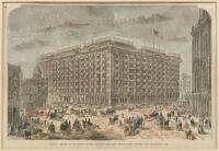 Original hand colored woodcut of the San Francisco Palace Hotel