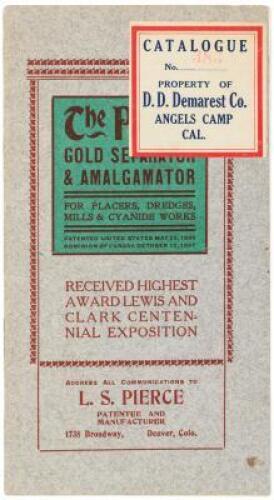 The Pierce Gold Separator & Amalgamator - for placers, dredges, mills & cyanide works (wrapper title)