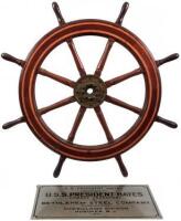 Original ship's wheel from the U.S.S. President Hayes