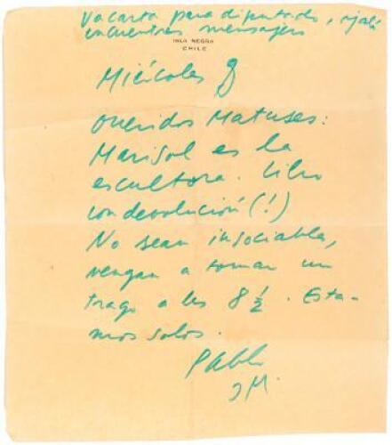 Two Autograph Letters signed by poet Pablo Neruda