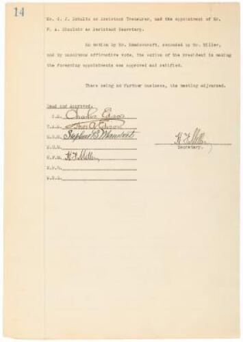 Minutes of the Annual Meeting of the Board of Directors of Pohatcong Railroad Company - Signed by Thomas A. Edison