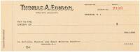 Seven unused check from the Private Account of Thomas A. Edison