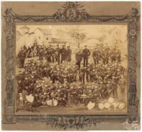 Albumen photograph montage of officers and men of the 2nd Nassau Infantry Regiment Nr.88 (1808-1919), each holding a mug of dark beer in salutation