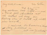 Autograph letter from Jack to Charmian London, written from Glen Ellen while Charmian was in Oakland
