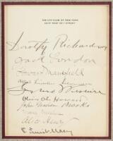 Letterhead of The City Club of New York signed by Jack London and nine other luminaries