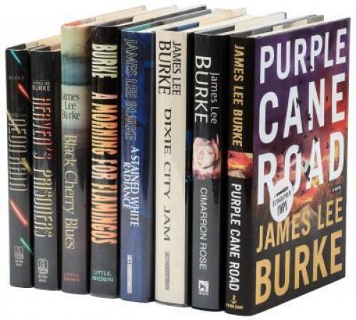 Eight first editions by James Lee Burke, five of them signed